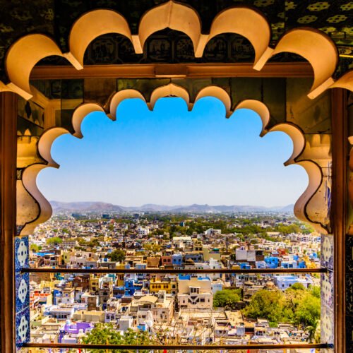 A beautiful shot of Udaipur from the window of City Palace